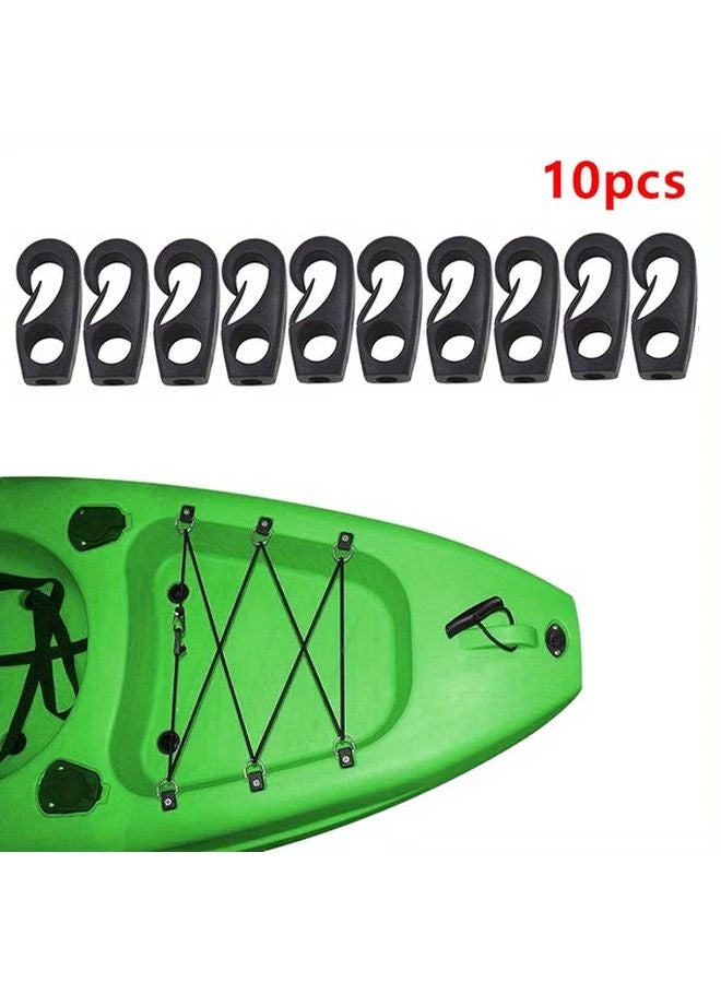 10 قطع من خطاطيف الشد السوداء المتينة للزوارق والكانو والقوارب، حبل صدمة للربط - Image 1