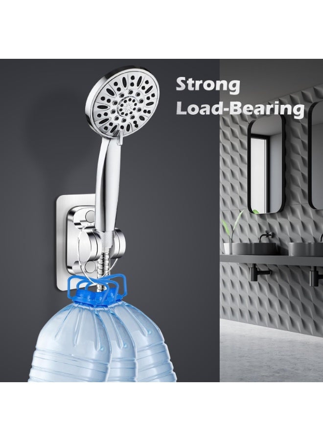 Hayat Comfort 2Pcs Shower Head Holder, No Drilling Bidet Sprayer Holder,  Strong Adhesive ABS Shower Holder, Adjustable Wall Mount Shower Bracket for Handheld Shower and Bidet Sprayer(Silver)· - Image 3