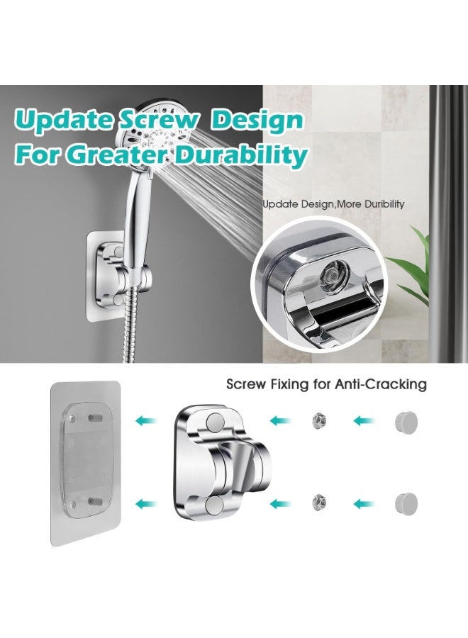 Hayat Comfort 2Pcs Shower Head Holder, No Drilling Bidet Sprayer Holder,  Strong Adhesive ABS Shower Holder, Adjustable Wall Mount Shower Bracket for Handheld Shower and Bidet Sprayer(Silver)· - Image 5