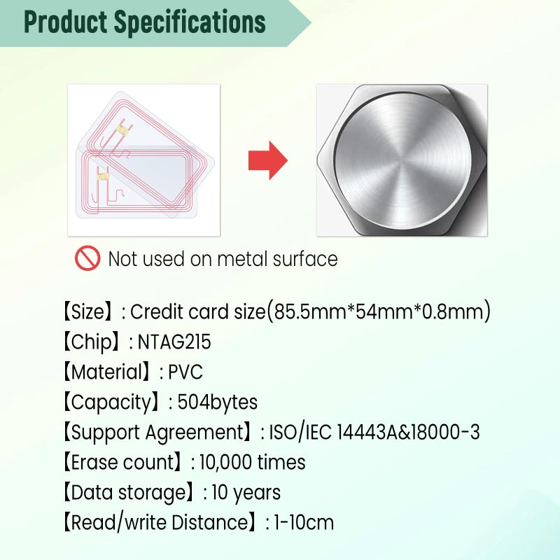 Timeskey NFC 10pcs NFC Tags Clear NFC Cards NFC 215 Cards Rewritable Ntag 215 NFC Tags Transparent NFC Chip Blank NFC Tag NFC Wifi Tagï¼ŒCompatible with Amiibo and TagMo for All Phone NFC Enabled - Image 3