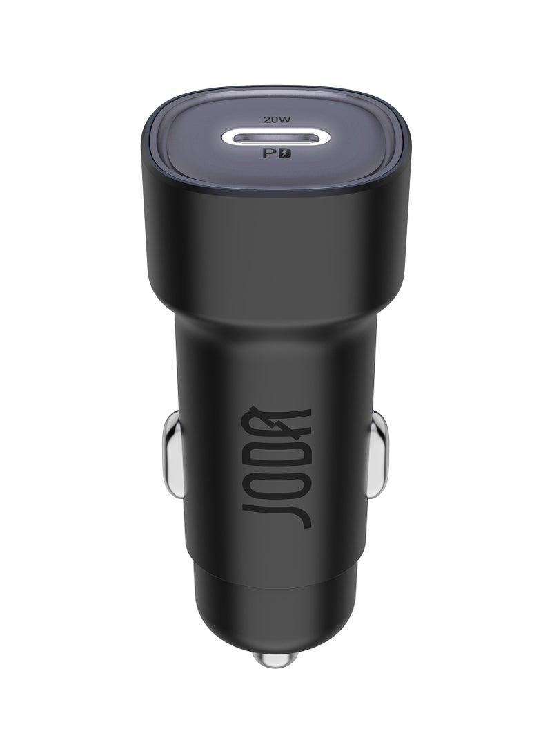 جودا شاحن السيارة جودا 20W سريع 🔌 منفذ USB Type-C | محول شحن ذكي للآيفون، سامسونج واللابتوبات – أسود 🚗 - Image 1