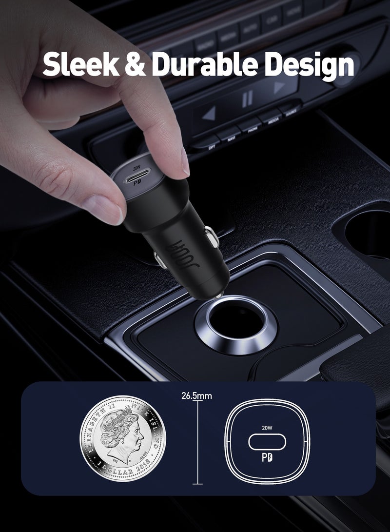جودا شاحن السيارة جودا 20W سريع 🔌 منفذ USB Type-C | محول شحن ذكي للآيفون، سامسونج واللابتوبات – أسود 🚗 - Image 2