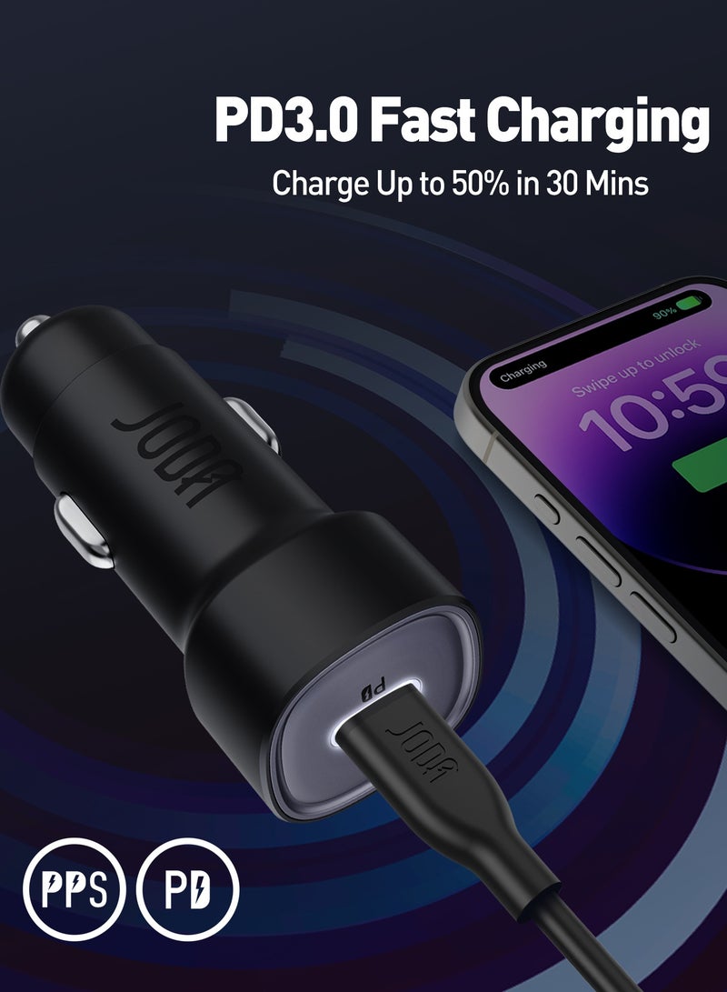 جودا شاحن السيارة جودا 20W سريع 🔌 منفذ USB Type-C | محول شحن ذكي للآيفون، سامسونج واللابتوبات – أسود 🚗 - Image 4