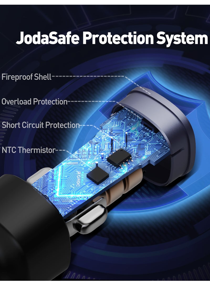 جودا شاحن السيارة جودا 20W سريع 🔌 منفذ USB Type-C | محول شحن ذكي للآيفون، سامسونج واللابتوبات – أسود 🚗 - Image 5