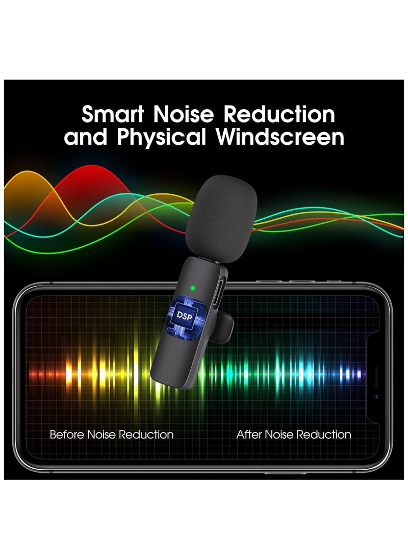 Generic - 2 Pack Wireless Lavalier Microphone for iPhone iPad, Lapel Mics Plug-Play 2.4G Ultra-Low Delay Built-in Noise Reduction Chip 8H Working Time for Video Recording Interview Podcast Vlog YouTube - Image 1