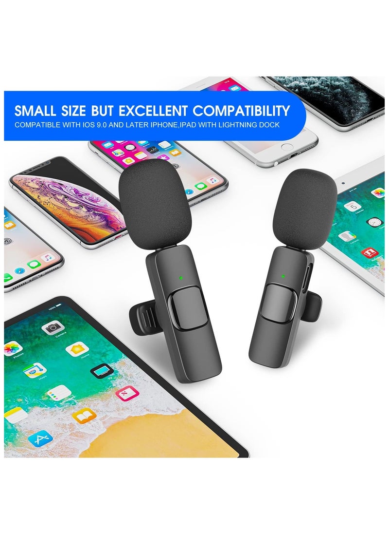 Generic - 2 Pack Wireless Lavalier Microphone for iPhone iPad, Lapel Mics Plug-Play 2.4G Ultra-Low Delay Built-in Noise Reduction Chip 8H Working Time for Video Recording Interview Podcast Vlog YouTube - Image 1