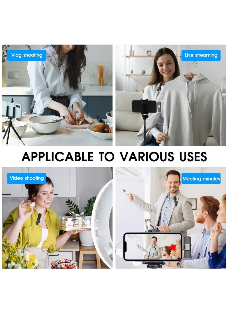 Generic - 2 Pack Wireless Lavalier Microphone for iPhone iPad, Lapel Mics Plug-Play 2.4G Ultra-Low Delay Built-in Noise Reduction Chip 8H Working Time for Video Recording Interview Podcast Vlog YouTube - Image 1