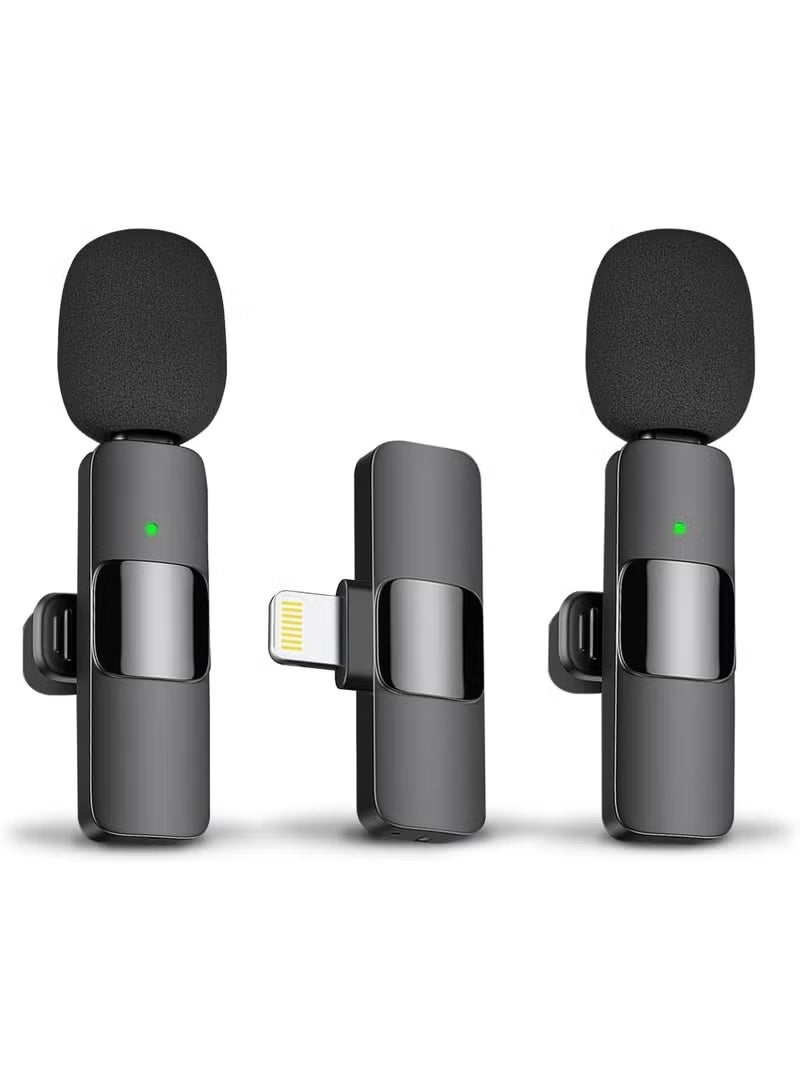 Professional Wireless Lavalier Lapel Microphone for iPhone, iPad - Cordless Omnidirectional Condenser Recording Mic for Interview Video Podcast Vlog YouTube, Bluetooth, Black - Image 1