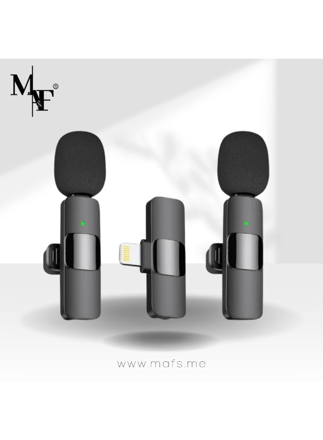 M.A&F's Professional Wireless Lavalier Lapel Microphone for iPhone, iPad - Cordless Omnidirectional Condenser Recording Mic for Interview Video Podcast Vlog YouTube, Bluetooth, Black - Image 1