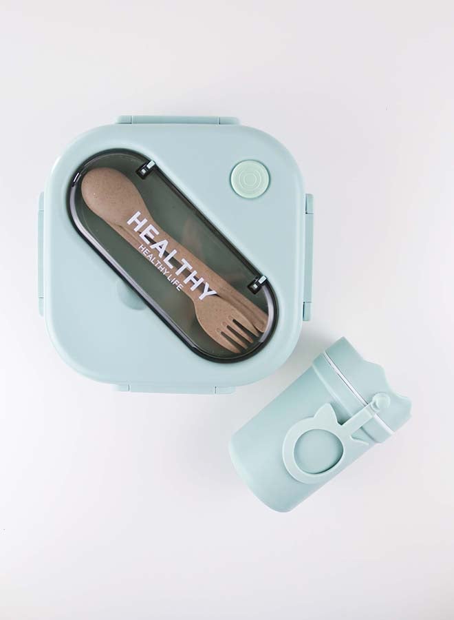 توشيونيكس مجموعة صندوق غداء بينتو بلاستيكي محمول بسعة 1300 لتر مع كوب حساء سعة 330 مل وشوكة وفتحة أدوات مائدة مدمجة على الغطاء، حاوية طعام بثلاثة أقسام - آمنة للاستخدام في الفريزر وغسالة الأطباق والميكروويف، صندوق طعام مانع للتسرب ومحكم الإغلاق مع ثلاثة أقسام، خالٍ من مادة BPA، خفيف الوزن، متين وقابل لإعادة التدوير للبالغين والأطفال - مثالي للاستخدام في المنزل والمكتب والسفر ومراكز الرعاية النهارية ومرحلة ما قبل المدرسة وصندوق غداء العودة إلى المدرسة - 17 × 17 × 6 سم - Image 1