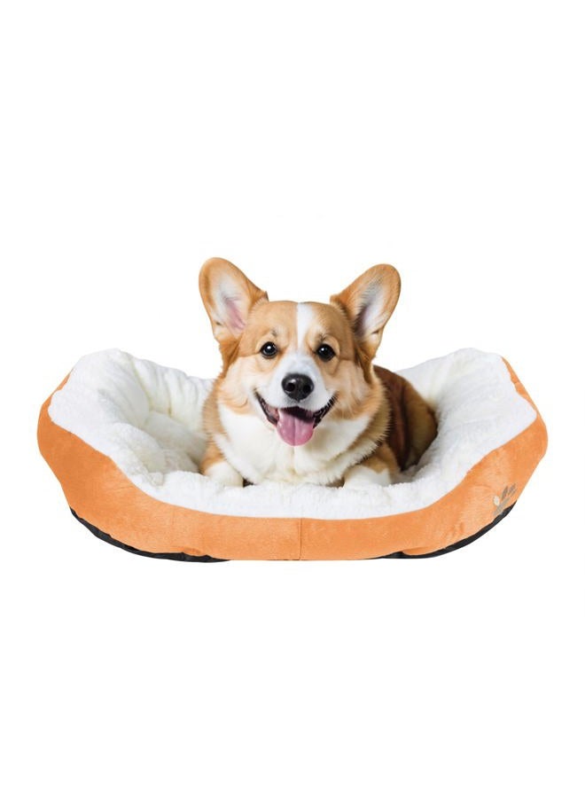 Resulzon Round Dog Cat Beds Mattress Washable Pads Room, Soft Durable Plush Faux Fur Sleeping Pet Fleece Bed Mat for Small Doggy Kitten Puppy, with Anti-Slip Waterproof Bottom, Orange  - Image 1