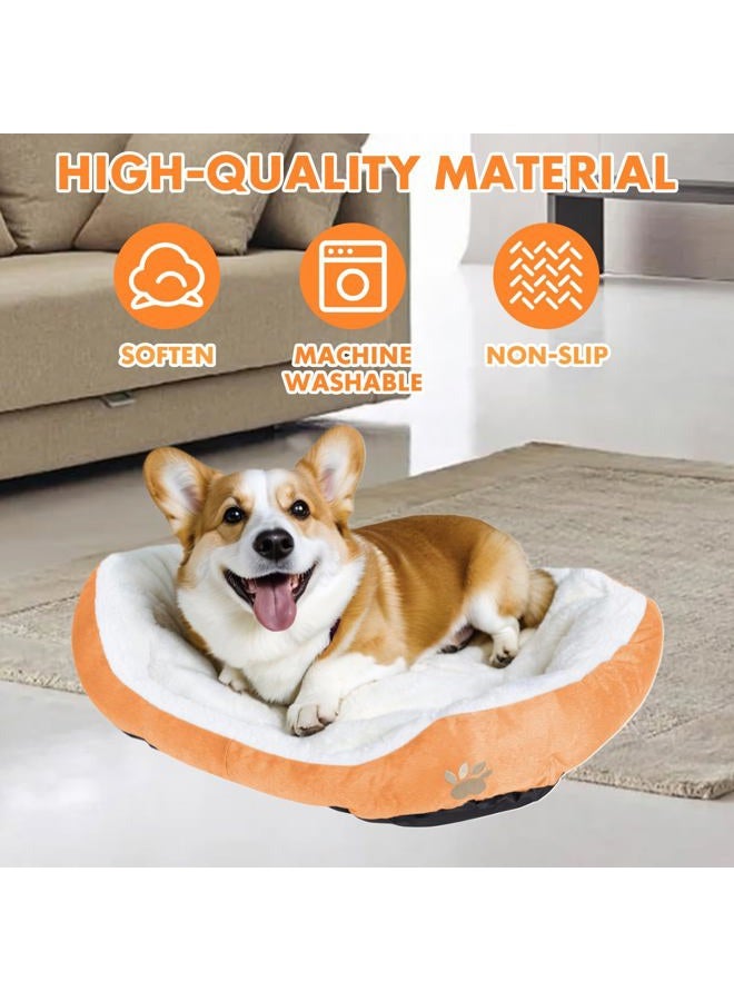 Resulzon Round Dog Cat Beds Mattress Washable Pads Room, Soft Durable Plush Faux Fur Sleeping Pet Fleece Bed Mat for Small Doggy Kitten Puppy, with Anti-Slip Waterproof Bottom, Orange  - Image 4