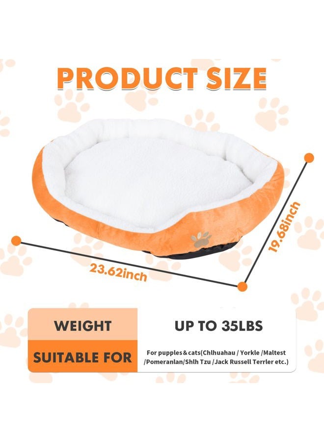 Resulzon Round Dog Cat Beds Mattress Washable Pads Room, Soft Durable Plush Faux Fur Sleeping Pet Fleece Bed Mat for Small Doggy Kitten Puppy, with Anti-Slip Waterproof Bottom, Orange  - Image 5