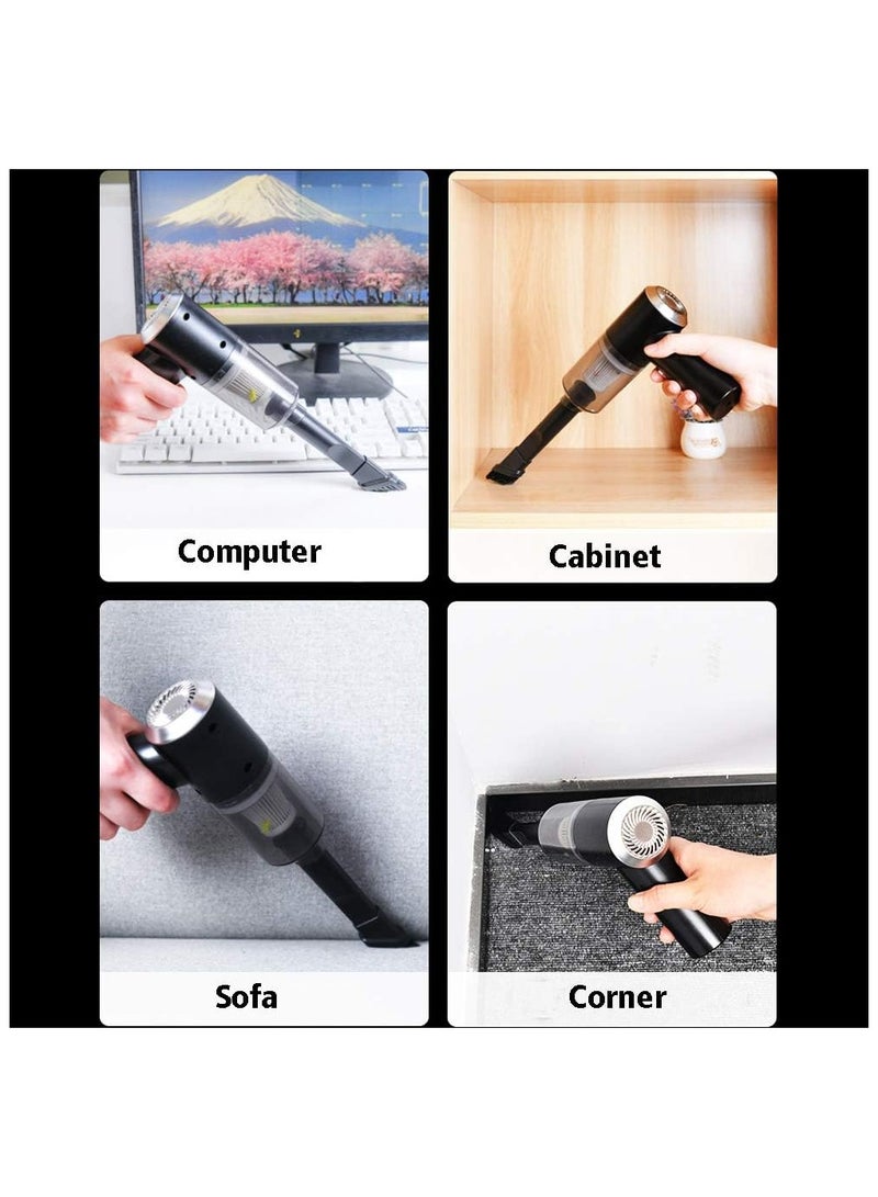 مكنسة كهربائية محمولة قابلة لإعادة الشحن للسيارة، خفيفة الوزن، تنظيف رطب وجاف بضوء LED - Image 5