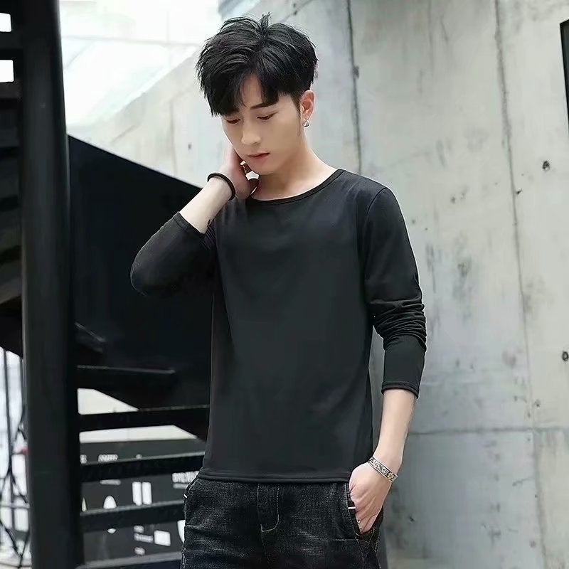 Mens Winter Velvet Hoodie Casual Oversized Thin Black Undershirt 