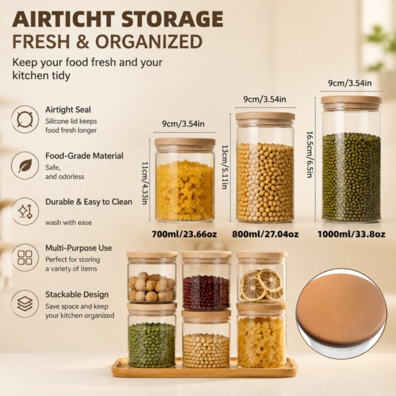 6pcs (Include 3 Containers And 3 Lids) Multifunctional Sealed Grain Storage Jar with Lid, Airtight Plastic Container for Kitchen. Transparent Design Keeps Food Fresh And Odor-Free, Ideal for Organizing Grains, Flour, Snacks, Nuts And Condiments - Image 4