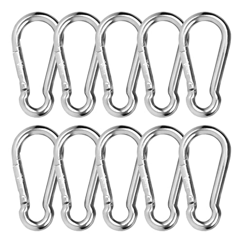 IGNITE WEIGHTS® Heavy Duty, Stainless Steel Carbiner Clip Snaphook-3.16Inch Safety Lock Cable Attachment, Keychain, Hook Swing Connector, (Silver) Pack of 10 - Image 1
