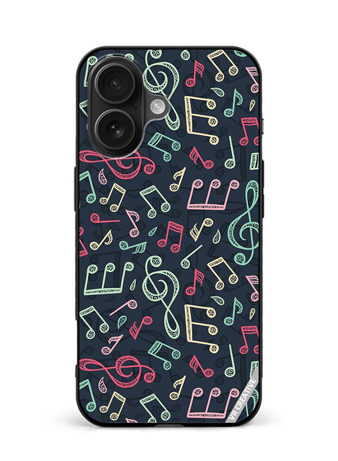VR CREATIVE Protective Case Cover For Apple iPhone 16 Plus Music Pattern Design Multicolour