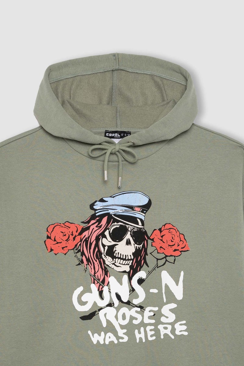 DeFacto Woman Guns N' Roses Oversize Fit Hooded Thick Sweatshirt  - Image 5