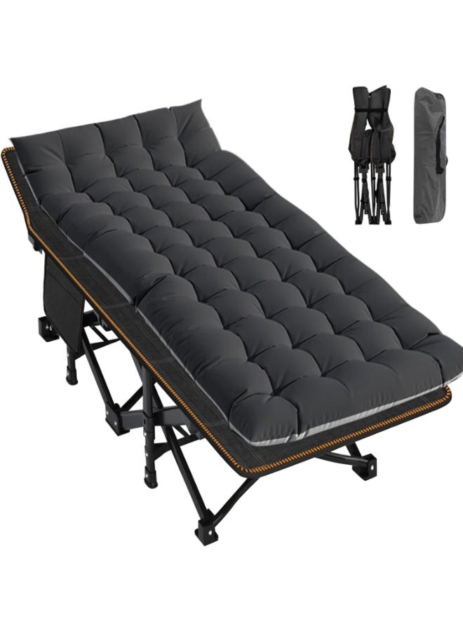 Relex Oversized Folding Camping Cot, Heavy Duty Sleeping Cots with Carry Bag, Double Layer Oxford Portable Travel Camp Cots for Home, Office Nap and Outdoor Beach - Image 1