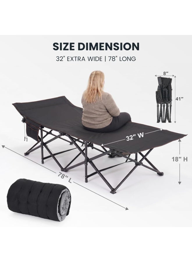 Relex Oversized Folding Camping Cot, Heavy Duty Sleeping Cots with Carry Bag, Double Layer Oxford Portable Travel Camp Cots for Home, Office Nap and Outdoor Beach - Image 5
