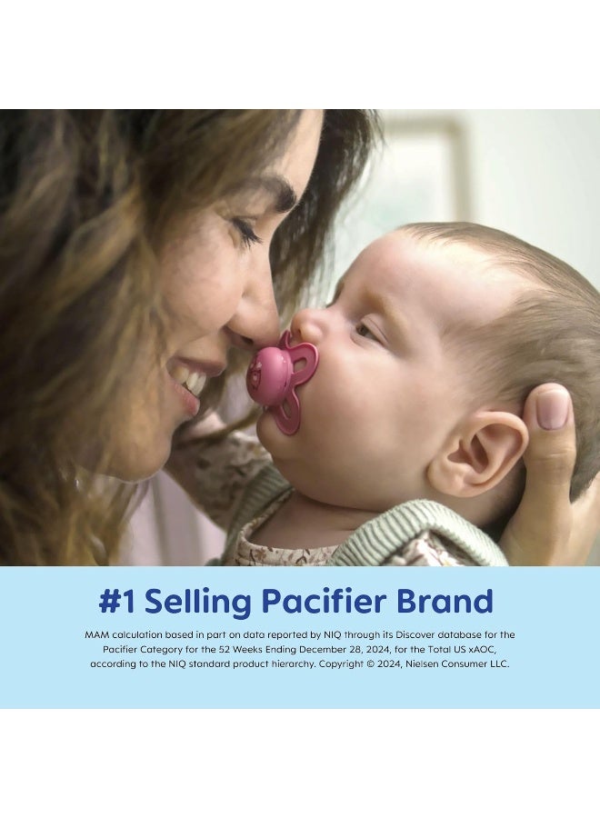 MAM Original Start Matte Baby Pacifiers, Binky for 0-3 Months, BPA-Free Silicone Nipple, Easy to Clean, Best for Newborn Babies, Developed with Medical Experts, 2 Count Binkies with Sterilizer Case - Image 2