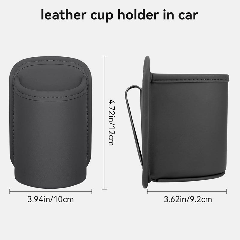 Car Cup Holder Leather Large Drink Bottle & Coffee Cup Holder - 2-Pack Clip-on Storage for Car Doors & Seatback - Fits Most Cups, Water Bottles, and Mugs (Black) - Image 5