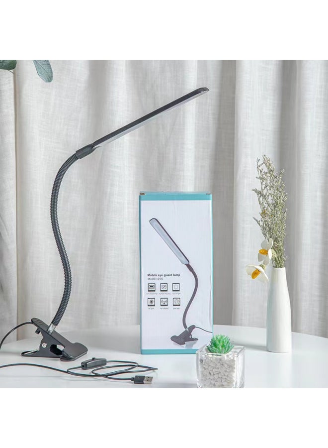 Eye Protection Dimming Clip Double Head Lamp Multifunctional Learning Table Lamp Bedside Reading Table Lamp Folding Lighting Table Lamp-Specifications:Clip Table Lamp Black (color Box Packaging)  - Image 1