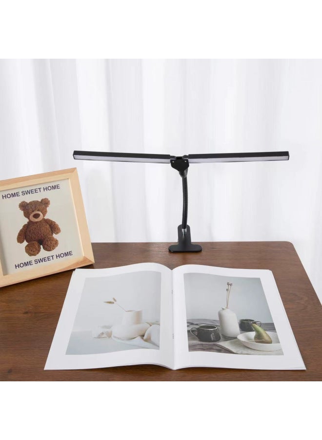 Eye Protection Dimming Clip Double Head Lamp Multifunctional Learning Table Lamp Bedside Reading Table Lamp Folding Lighting Table Lamp-Specifications:Clip Table Lamp Black (color Box Packaging)  - Image 3