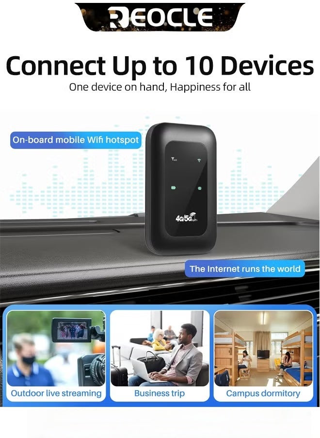 نقطة اتصال واي فاي محمولة 4G LTE غير مقفولة جهاز نقطة اتصال واي فاي لاسلكي جهاز توجيه واي فاي محمول محمول مناسب للسفر جهاز توجيه سفر محمول