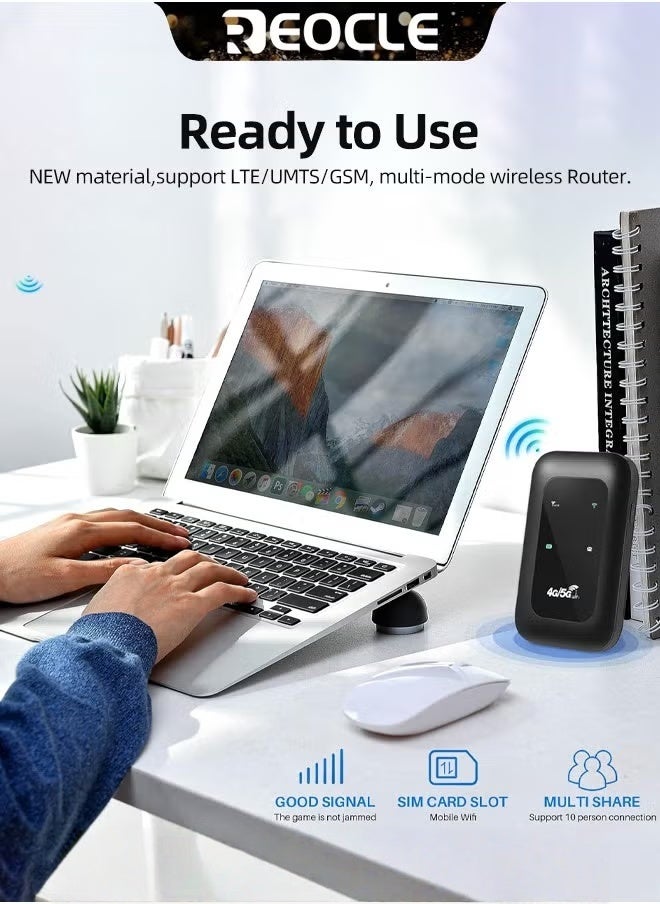 REOCLE Mobile WiFi Hotspot 4G LTE Unlocked Wi-Fi Hotspot Device Wireless WiFi Router Pocket Portable WiFi Hotspot Mobile Travel-Friendly Mobile Travel Router  - Image 4