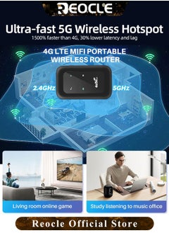 REOCLE Mobile WiFi Hotspot 4G LTE Unlocked Wi-Fi Hotspot Device Wireless WiFi Router Pocket Portable WiFi Hotspot Mobile Travel-Friendly Mobile Travel Router  - Image 3