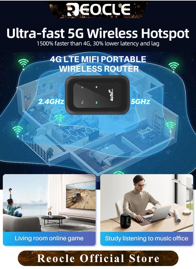 ريوكل نقطة اتصال واي فاي محمولة 4G LTE غير مقفولة جهاز نقطة اتصال واي فاي لاسلكي جهاز توجيه واي فاي محمول محمول مناسب للسفر جهاز توجيه سفر محمول  - Image 3