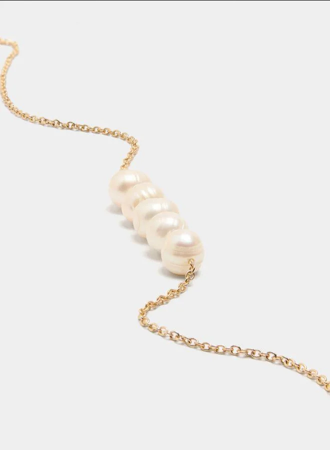 بارفوا عقد مع لآلئ المياه العذبة ذهبية