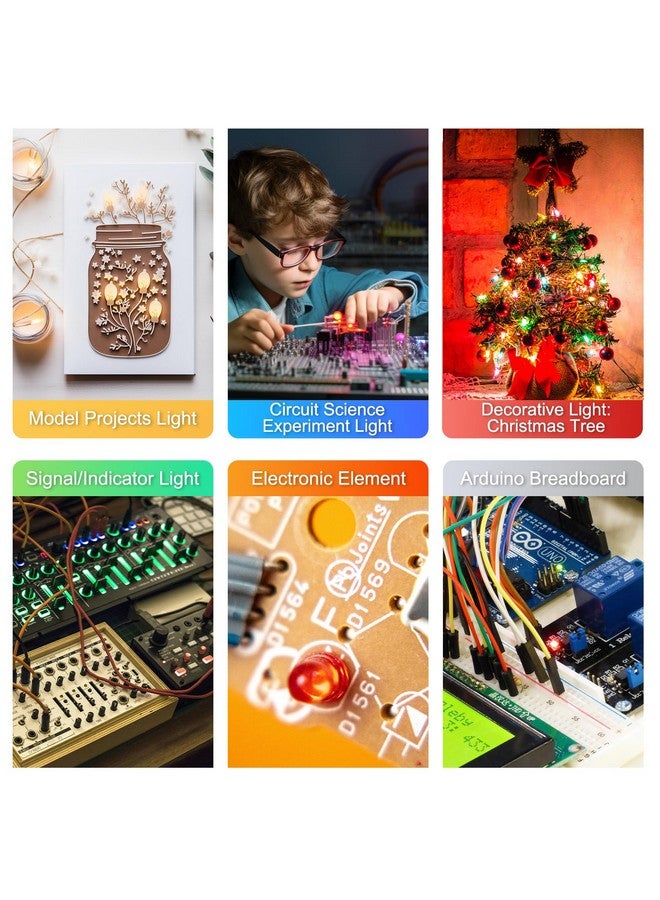 DiCUNO 450pcs (5 Colors x 90pcs) 5mm LED Light Emitting Diode Round Assorted Color White/Red/Yellow/Green/Blue Kit Box - Image 3