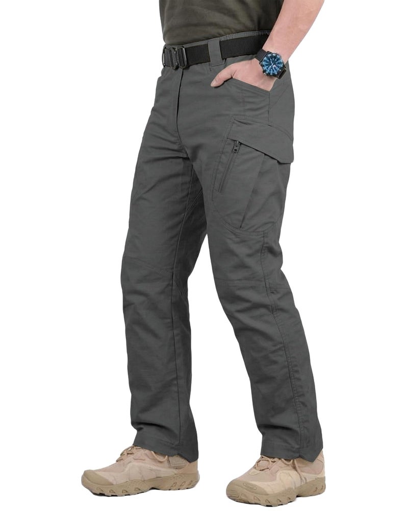 whox Mens Work Cargo Pants Tactical Hiking Casual Water Resistant Ripstop Trousers for Outdoor with 6 PocketsNo Belt Dark Grey - Image 2