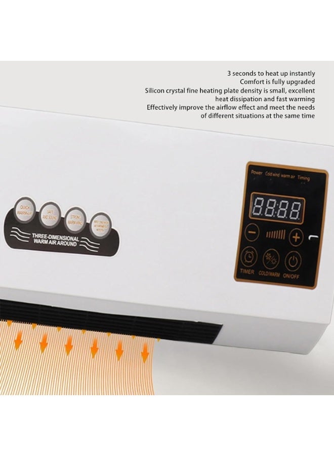 Wall Mounted Electric Heater with Remote – LED Display, Warm & Cool Air, Timer Function – PTC Heating, VT-3303  - Image 5