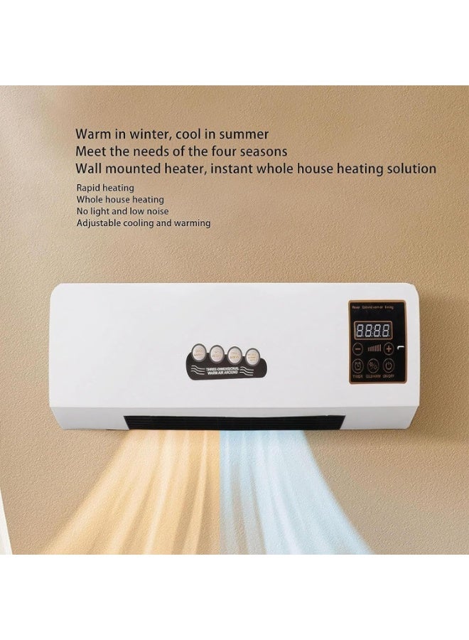 Wall Mounted Electric Heater with Remote – LED Display, Warm & Cool Air, Timer Function – PTC Heating, VT-3303  - Image 4
