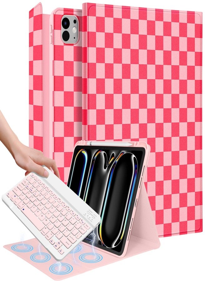 Wazzasoft جراب Wazzasoft لجهاز iPad Pro مقاس 13 بوصة 2024 M4 مع لوحة مفاتيح - حامل قلم - غطاء تابلت بتصميم فريد وجذاب مزين بزهرة سوداء للنساء والفتيات، متوافق مع أجهزة Apple Pro 13 A2925 A2926 A3007 - Image 1