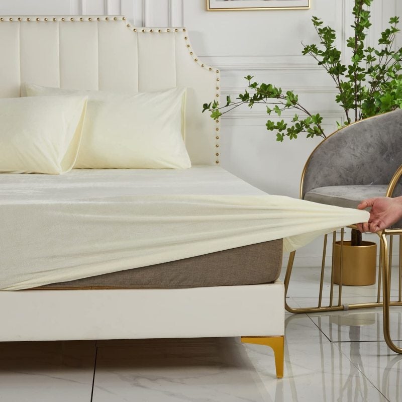 ملتحمة مُلاءمة لحجم السرير: 180×200 سم، من المخمل الأخضر – ملتحمة دافئة ومريحة لحظائر السرير في فصل الشتاء - Image 5