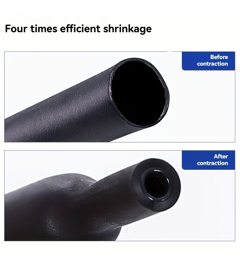1m 4mm 4 1 Ratio Heat Shrink Tubing Kit Polyethylene Terephthalate for Electrical Connectors Cord Repair Insulation - Image 4