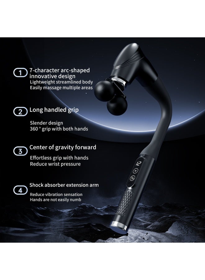 J-Shape Full Body Massage Hammer, 5 Interchangeable Heads, 25W Motor, 1–12 Speed Gears with Modes P2 & P3, 1800–3200 RPM, Lightweight & Quiet with Type-C Fast Charging - Image 4