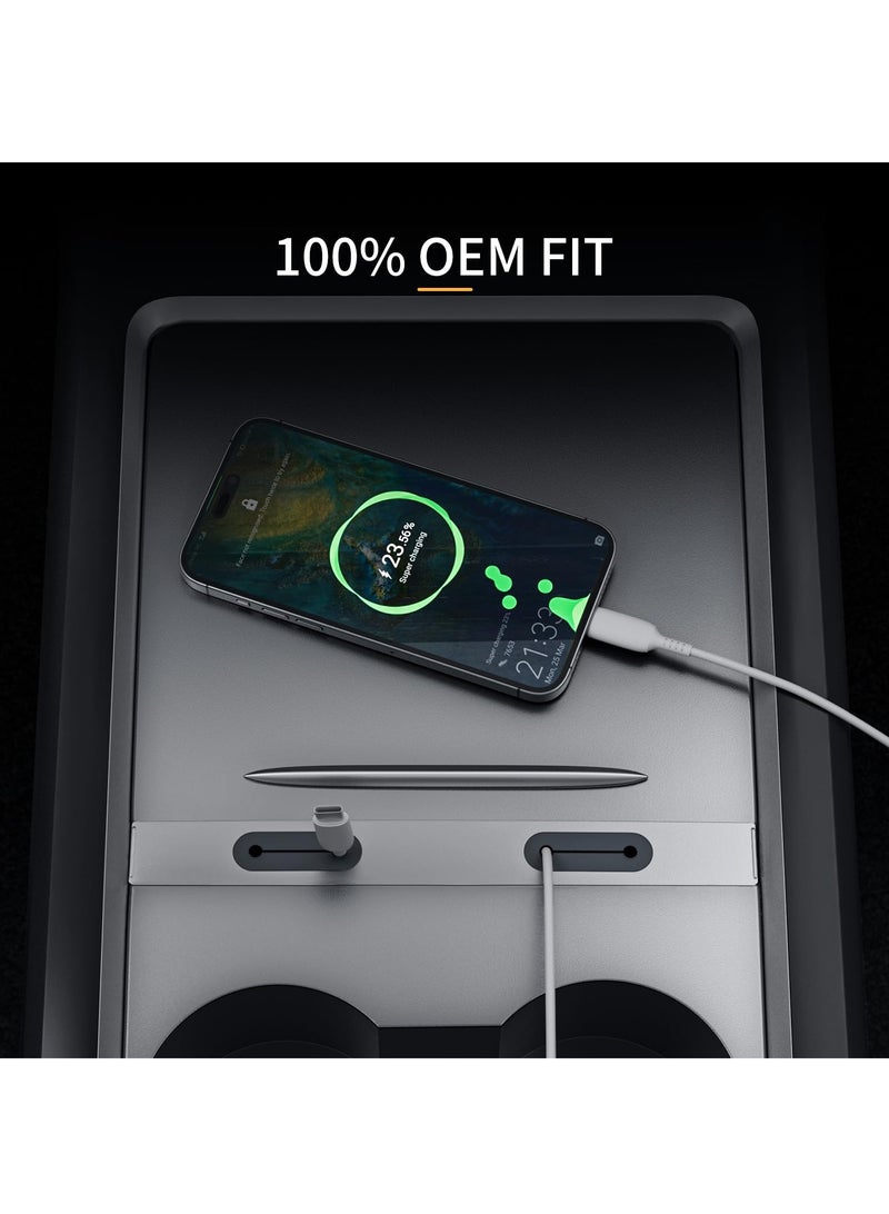 KASTWAVE Tesla USB Hub for Tesla Model 3, Model Y Accessories 2023 2022 2021, Tesla Center Console Organizer Cable Management, 100% Fit Docking Station for Center Console - Image 2