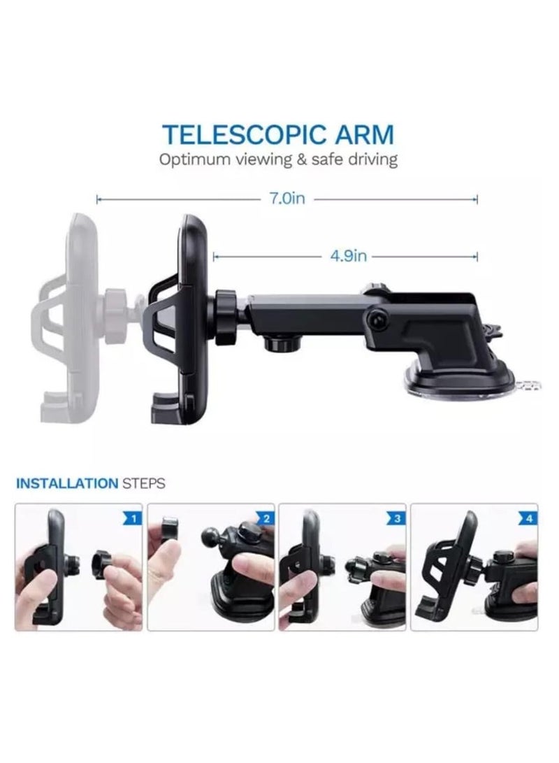 Car Phone Holder Mount, One Release Button, 3 in 1 For Air Mount Vent and Dashboard, Ultra Stable & Adjustable Smartphone Holder for iPhone, Samsung - Image 3