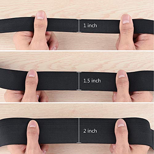 Coopay 3 Rolls 16.5 Yards Elastic Bands for Sewing Stretch Heavy High Elasticity Spool Knit for Waistbands Pants Clothes and Crafts DIY, 1, 1.5, 2 Inch in Width, 5.5 Yards/Roll (Black) - Image 2