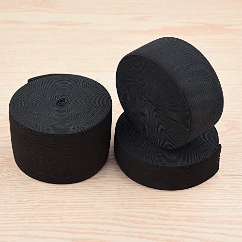 Coopay 3 Rolls 16.5 Yards Elastic Bands for Sewing Stretch Heavy High Elasticity Spool Knit for Waistbands Pants Clothes and Crafts DIY, 1, 1.5, 2 Inch in Width, 5.5 Yards/Roll (Black) - Image 4