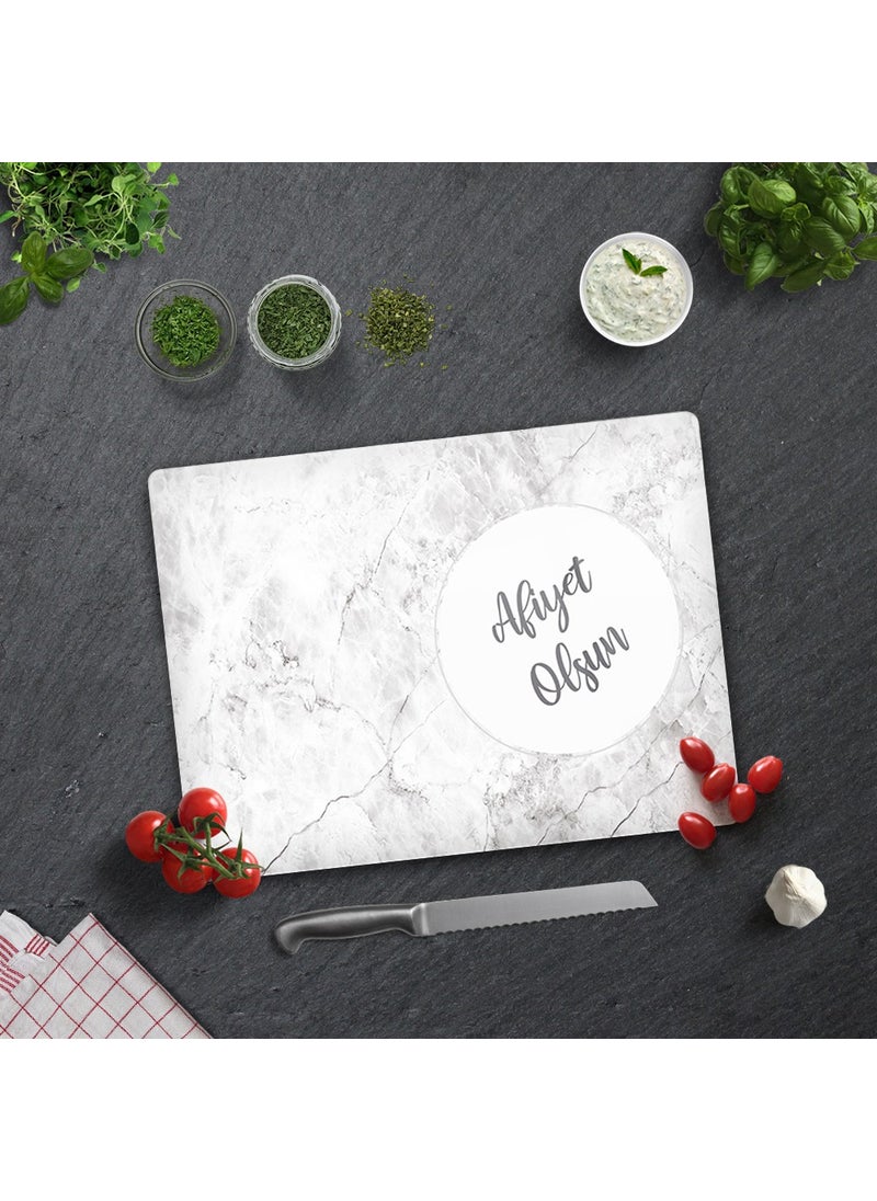 DECORITA Bon Appetit | Stone Look | Glass Cutting Board - Glass Cutting Table | 30cmx40cm  - Image 1