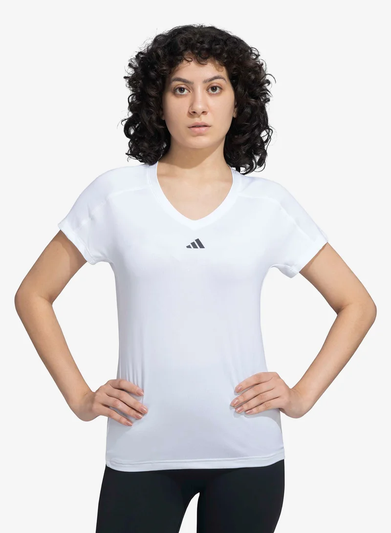اديداس Aeroready Train Essentials Minimal Branding V-Neck T-Shirt