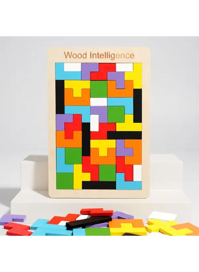 DG Russian Building Blocks Wooden Puzzle Brain Teaser 3D Game Educational Gift - Image 1