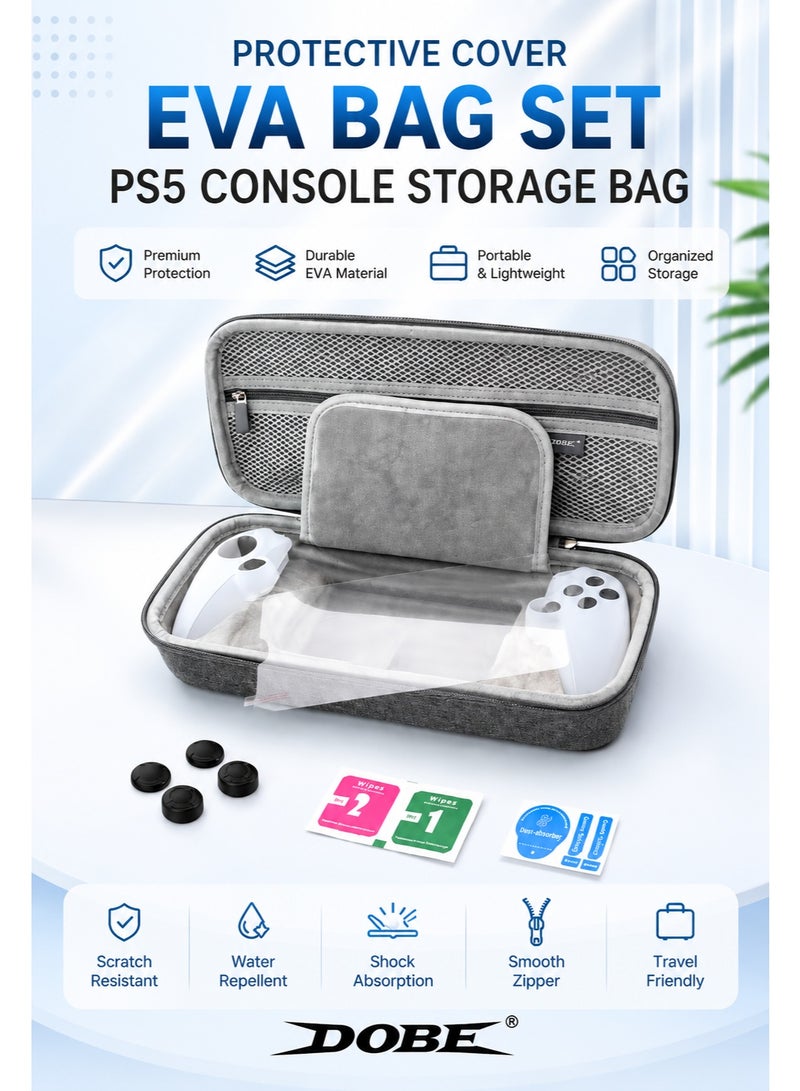 DOBE Protective EVA Storage Carrying Case for PS5 Console & Accessories | Hard Shell Travel Bag with Mesh Pocket, Soft Interior Lining & Dual Zipper | Shockproof, Water-Resistant Portable Carry Case – Grey - Image 1